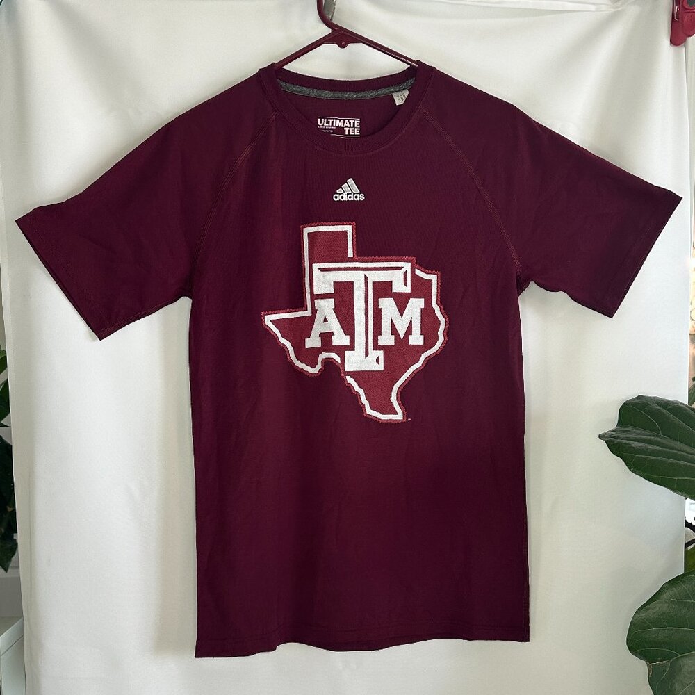 Texas A&M Adidas Climalite T-Shirt – Maroon – Small